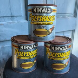 3 QUARTS OF ANTIQUE WALNUT SATIN MINWAX POLYSHADES WOOD STAIN + POLYURETHANE